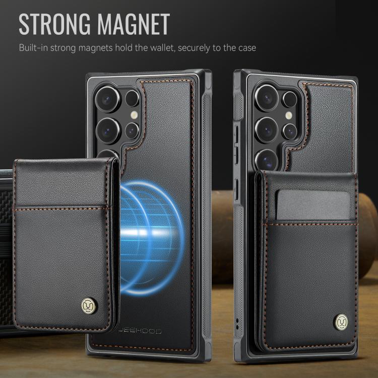 For Samsung Galaxy S23 Ultra 5G JEEHOOD J06 British Style RFID MagSafe Card Bag PU Phone Case(Black) - Galaxy S23 Ultra 5G Cases by JEEHOOD | Online Shopping UK | buy2fix