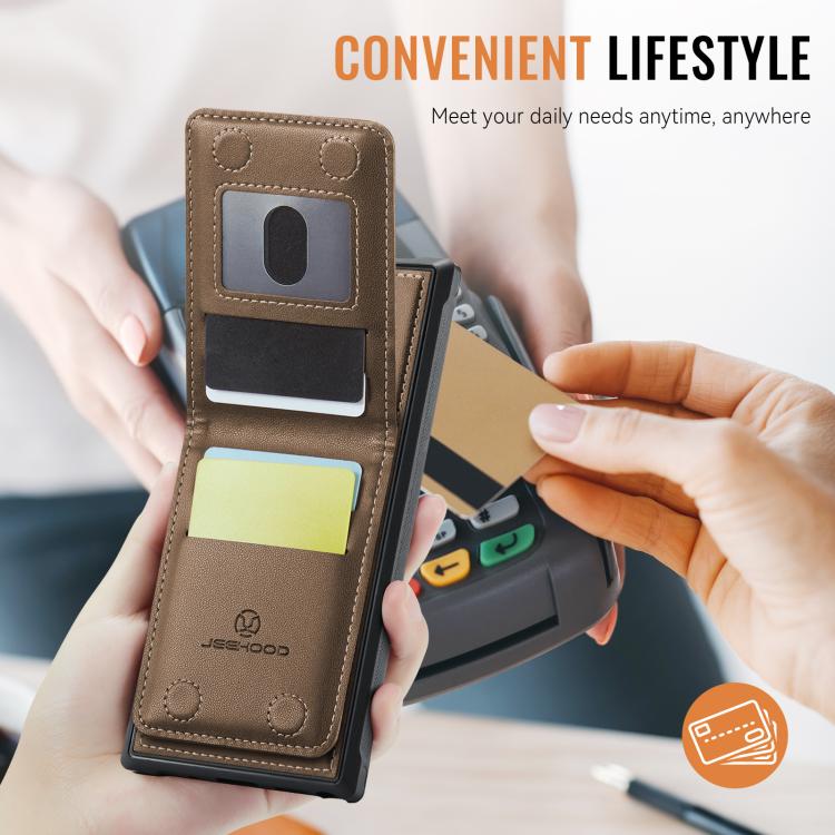 For Samsung Galaxy S24 Ultra 5G JEEHOOD J06 British Style RFID MagSafe Card Bag PU Phone Case(Brown) - Galaxy S24 Ultra 5G Cases by JEEHOOD | Online Shopping UK | buy2fix