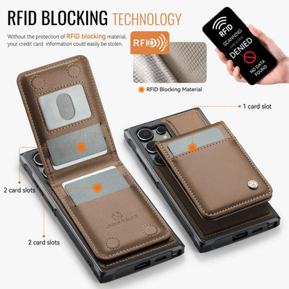 For Samsung Galaxy S25 Ultra 5G JEEHOOD J06 British Style RFID MagSafe Card Bag PU Phone Case(Brown) - Galaxy S25 Ultra 5G Cases by JEEHOOD | Online Shopping UK | buy2fix