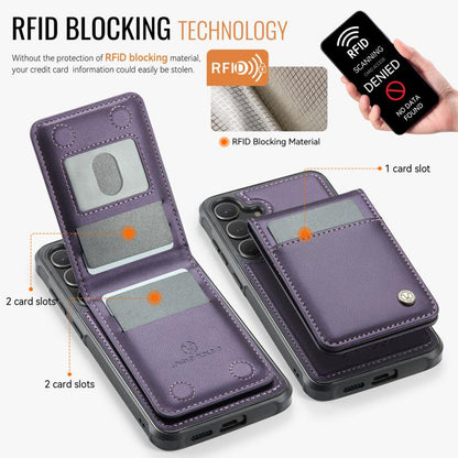 For Samsung Galaxy S25+ 5G JEEHOOD J06 British Style RFID MagSafe Card Bag PU Phone Case(Purple) - Galaxy S25+ 5G Cases by JEEHOOD | Online Shopping UK | buy2fix