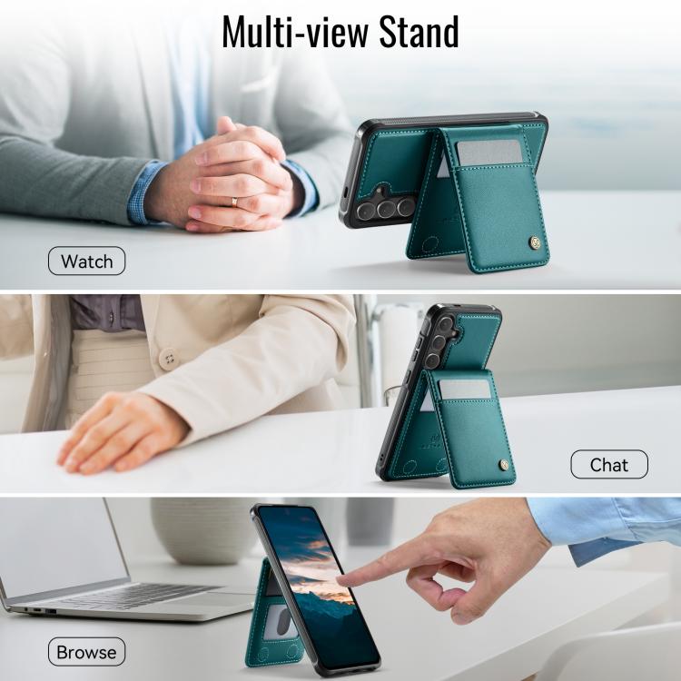 For Samsung Galaxy S25+ 5G JEEHOOD J06 British Style RFID MagSafe Card Bag PU Phone Case(Green) - Galaxy S25+ 5G Cases by JEEHOOD | Online Shopping UK | buy2fix