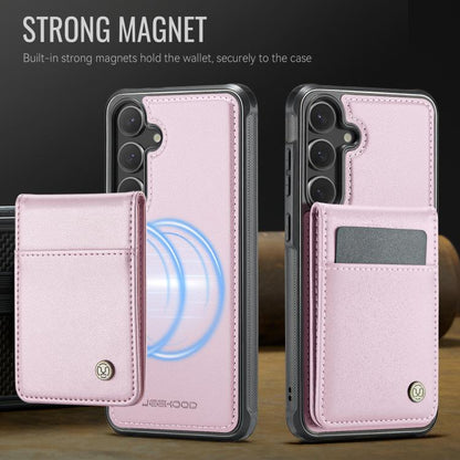 For Samsung Galaxy S25+ 5G JEEHOOD J06 British Style RFID MagSafe Card Bag PU Phone Case(Pink) - Galaxy S25+ 5G Cases by JEEHOOD | Online Shopping UK | buy2fix