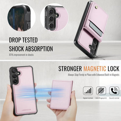 For Samsung Galaxy S25+ 5G JEEHOOD J06 British Style RFID MagSafe Card Bag PU Phone Case(Pink) - Galaxy S25+ 5G Cases by JEEHOOD | Online Shopping UK | buy2fix