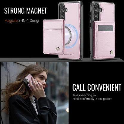 For Samsung Galaxy S25+ 5G JEEHOOD J06 British Style RFID MagSafe Card Bag PU Phone Case(Pink) - Galaxy S25+ 5G Cases by JEEHOOD | Online Shopping UK | buy2fix