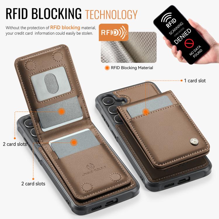 For Samsung Galaxy S24+ 5G JEEHOOD J06 British Style RFID MagSafe Card Bag PU Phone Case(Brown) - Galaxy S24+ 5G Cases by JEEHOOD | Online Shopping UK | buy2fix