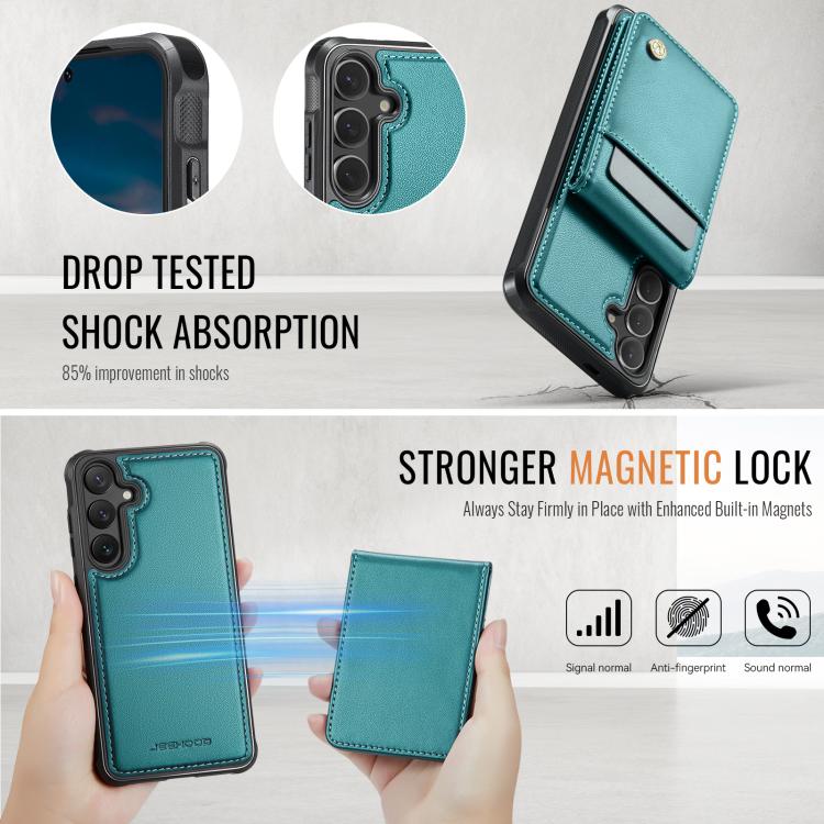 For Samsung Galaxy S24+ 5G JEEHOOD J06 British Style RFID MagSafe Card Bag PU Phone Case(Green) - Galaxy S24+ 5G Cases by JEEHOOD | Online Shopping UK | buy2fix