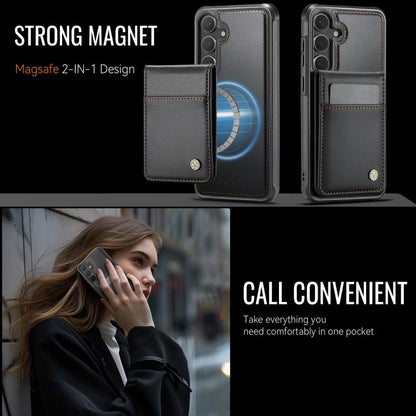 For Samsung Galaxy S24+ 5G JEEHOOD J06 British Style RFID MagSafe Card Bag PU Phone Case(Black) - Galaxy S24+ 5G Cases by JEEHOOD | Online Shopping UK | buy2fix