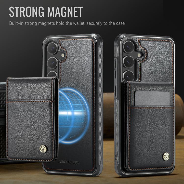 For Samsung Galaxy S24 5G JEEHOOD J06 British Style RFID MagSafe Card Bag PU Phone Case(Black) - Galaxy S24 5G Cases by JEEHOOD | Online Shopping UK | buy2fix