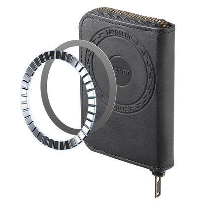 Denior V17 Skin Feel MagSafe RFID Zipper Wallet Card Bag Case(Black) - Adhesive Card Holders by Denior | Online Shopping UK | buy2fix