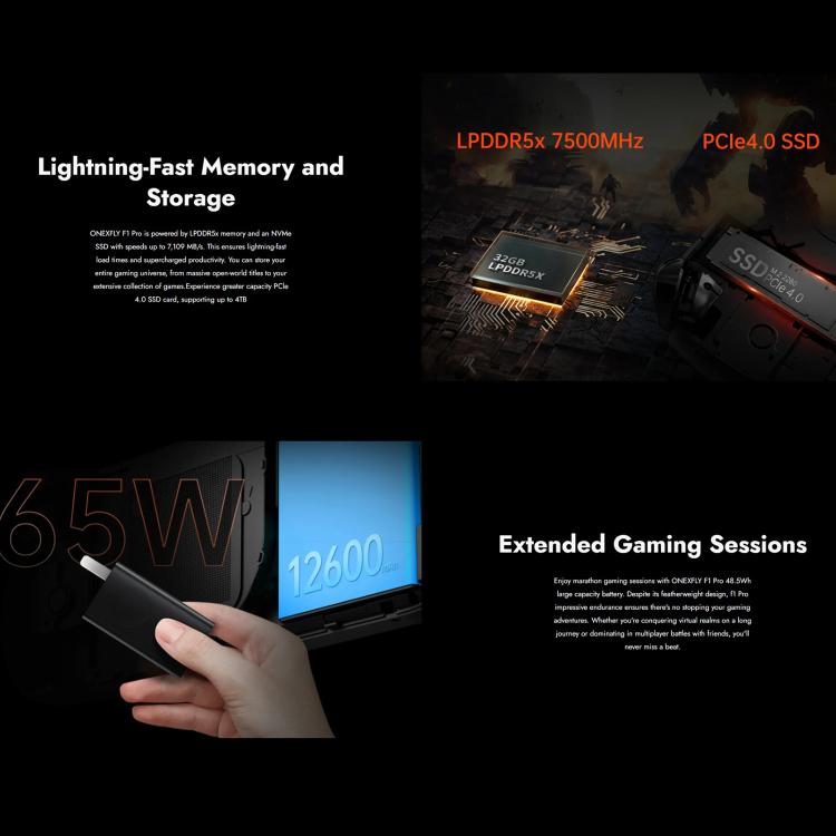 ONE-NETBOOK OneXPlayer F1 Pro 7 inch Handheld Game Console, 32GB+2TB, Windows 11 AMD Ryzen AI 9 HX 370 CPU(US Plug) - Pocket Console by ONE-NETBOOK | Online Shopping UK | buy2fix