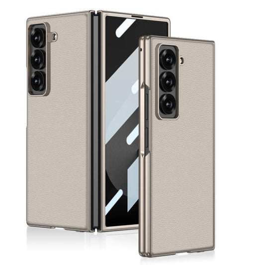 For Samsung Galaxy Z Fold6 Slim GKK Integrated Metal Paint Skin Feel Leather Full Coverage Phone Case(Titanium Gray) - Galaxy Phone Cases by GKK | Online Shopping UK | buy2fix