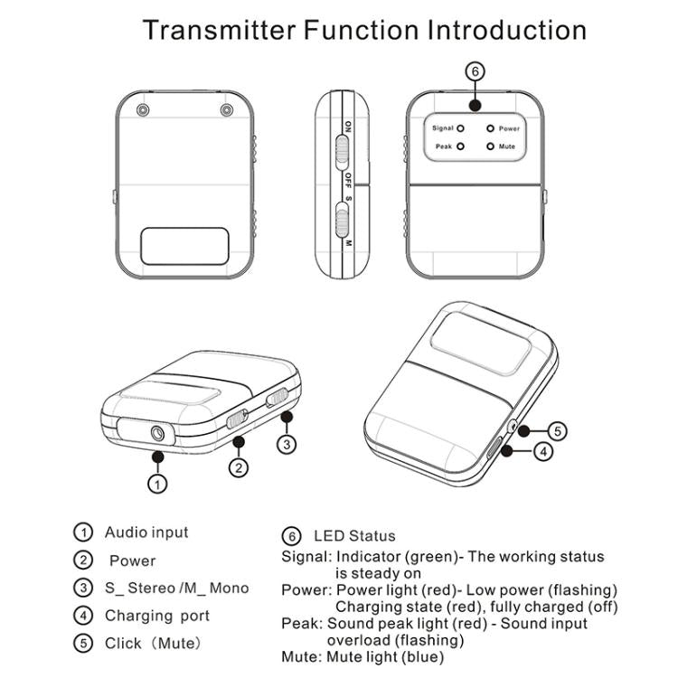 M6S Stereo Wireless In-Ear Monitor System 2.4G Transmitter & Receiver(Black) - Microphone by buy2fix | Online Shopping UK | buy2fix