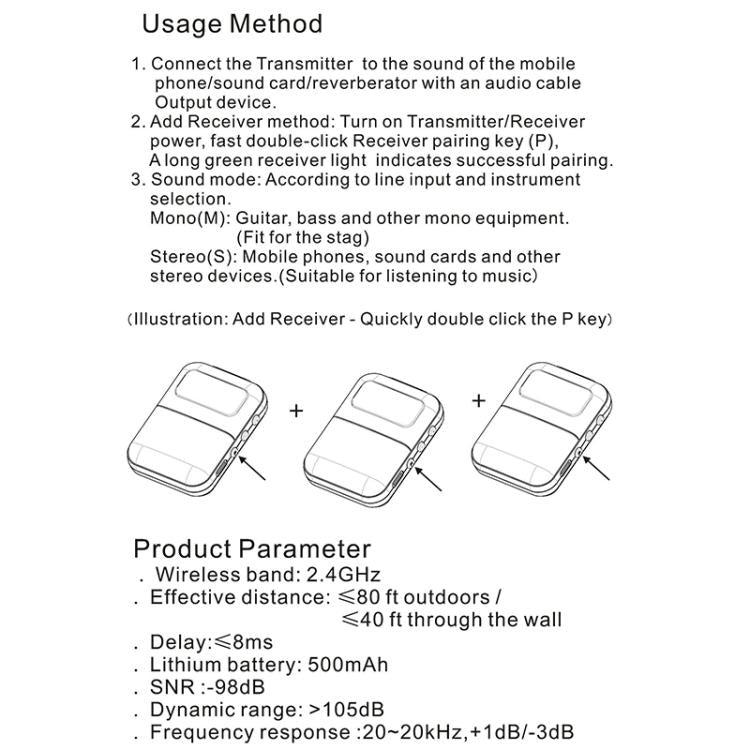 M6S Stereo Wireless In-Ear Monitor System 2.4G Transmitter & Receiver(Black) - Microphone by buy2fix | Online Shopping UK | buy2fix