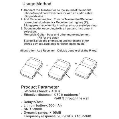 M6S Stereo Wireless In-Ear Monitor System 2.4G Transmitter & Receiver(Black) - Microphone by buy2fix | Online Shopping UK | buy2fix