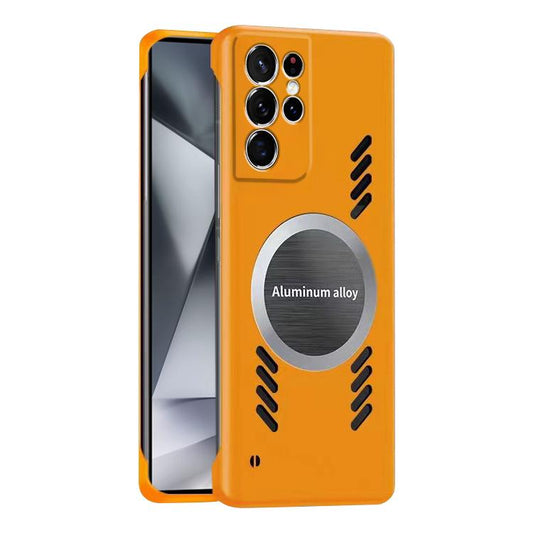 For Samsung Galaxy S24 Ultra 5G All-inclusive Lens Frameless Graphene Cooling Phone Case(Orange) - Galaxy S24 Ultra 5G Cases by buy2fix | Online Shopping UK | buy2fix