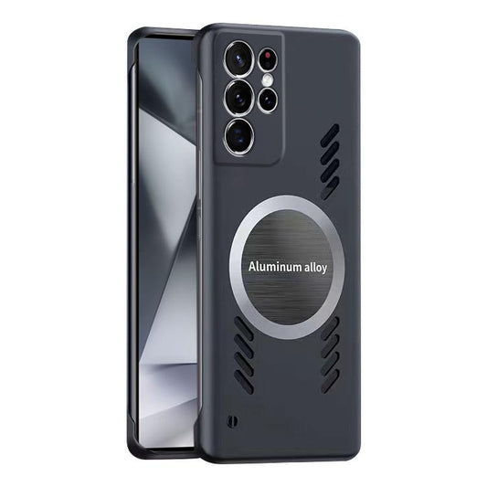 For Samsung Galaxy S24 Ultra 5G All-inclusive Lens Frameless Graphene Cooling Phone Case(Black) - Galaxy S24 Ultra 5G Cases by buy2fix | Online Shopping UK | buy2fix