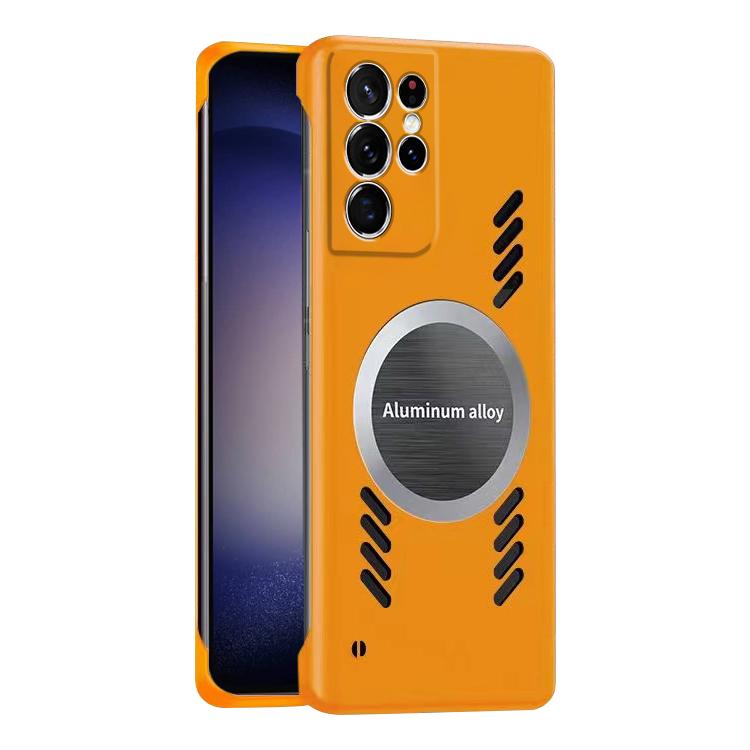 For Samsung Galaxy S23 Ultra 5G All-inclusive Lens Frameless Graphene Cooling Phone Case(Orange) - Galaxy S23 Ultra 5G Cases by buy2fix | Online Shopping UK | buy2fix