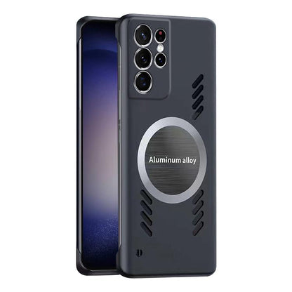 For Samsung Galaxy S23 Ultra 5G All-inclusive Lens Frameless Graphene Cooling Phone Case(Black) - Galaxy S23 Ultra 5G Cases by buy2fix | Online Shopping UK | buy2fix