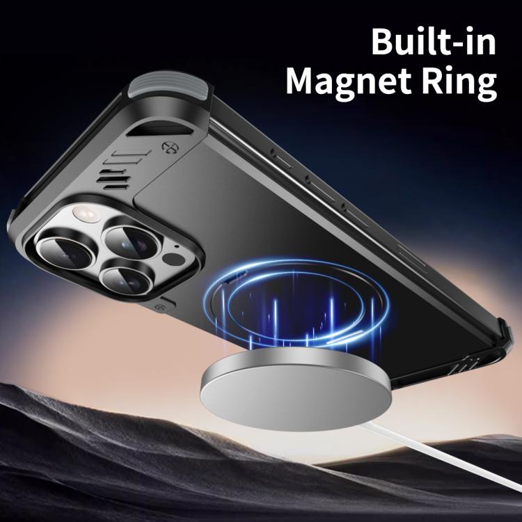 For iPhone 16 Pro Max R-JUST RJ63-1 Frameless Aroma Mecha MagSafe Holder Phone Case(Titanium) - iPhone 16 Pro Max Cases by R-JUST | Online Shopping UK | buy2fix