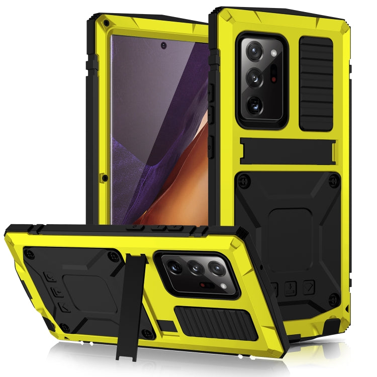 For Samsung Galaxy Note 20 R-JUST Shockproof Waterproof Dust-proof Metal + Silicone Protective Case with Holder(Yellow) - Galaxy Note20 Cases by R-JUST | Online Shopping UK | buy2fix