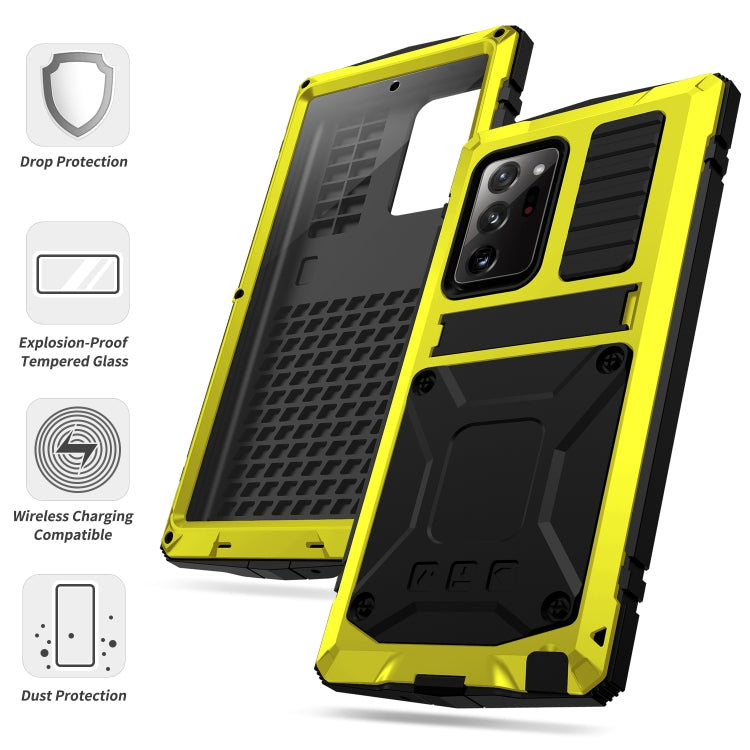 For Samsung Galaxy Note 20 R-JUST Shockproof Waterproof Dust-proof Metal + Silicone Protective Case with Holder(Yellow) - Galaxy Note20 Cases by R-JUST | Online Shopping UK | buy2fix