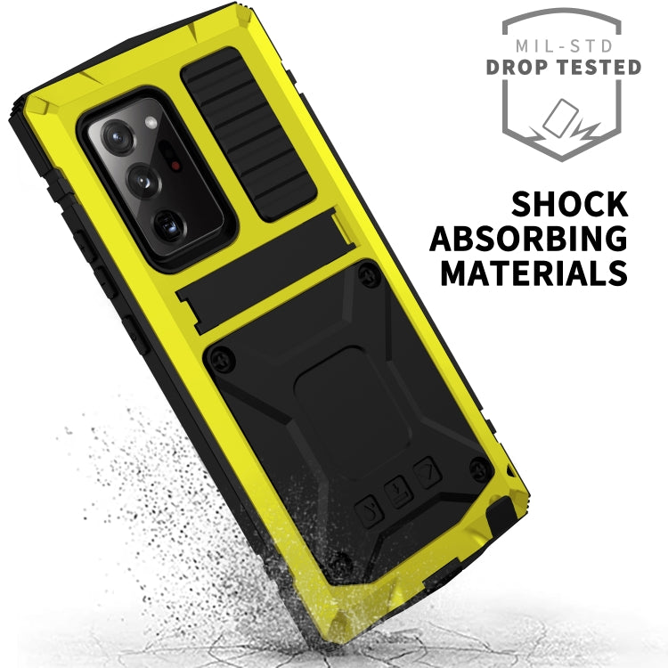 For Samsung Galaxy Note 20 Ultra R-JUST Shockproof Waterproof Dust-proof Metal + Silicone Protective Case with Holder(Yellow) - Galaxy Note20 Cases by R-JUST | Online Shopping UK | buy2fix