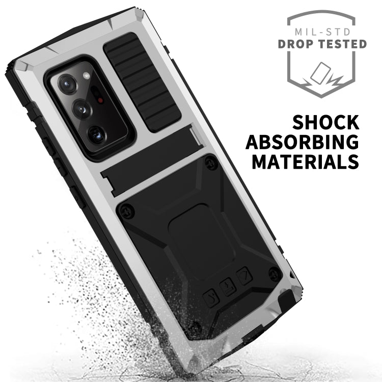 For Samsung Galaxy Note 20 Ultra R-JUST Shockproof Waterproof Dust-proof Metal + Silicone Protective Case with Holder(Silver) - Galaxy Note20 Cases by R-JUST | Online Shopping UK | buy2fix