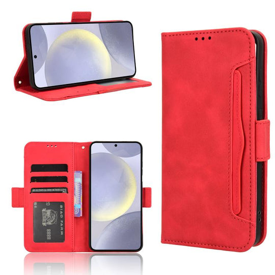 For Samsung Galaxy S24 FE 5G Skin Feel Calf Texture Card Slots Leather Phone Case(Red)