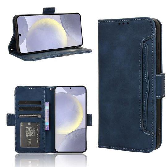 For Samsung Galaxy S24 FE 5G Skin Feel Calf Texture Card Slots Leather Phone Case(Blue)