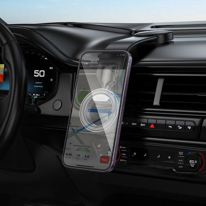 hoco H71 Totem Car Center Console Ring Magnetic Phone Holder(Black Grey) - Universal Car Holders by hoco | Online Shopping UK | buy2fix