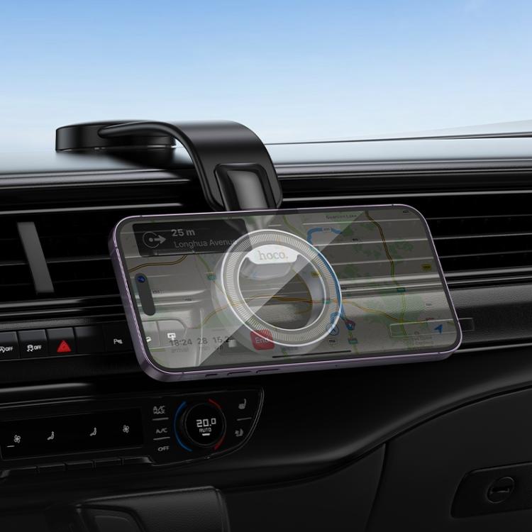 hoco H71 Totem Car Center Console Ring Magnetic Phone Holder(Black Grey) - Universal Car Holders by hoco | Online Shopping UK | buy2fix