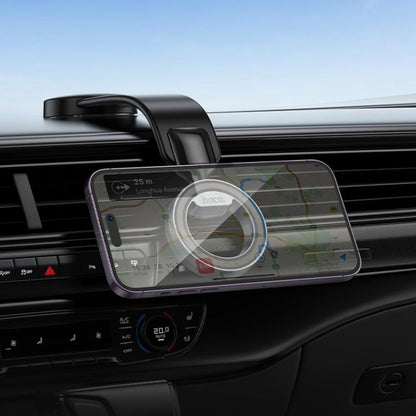 hoco H71 Totem Car Center Console Ring Magnetic Phone Holder(Black Grey) - Universal Car Holders by hoco | Online Shopping UK | buy2fix