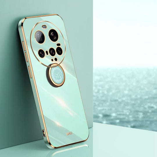 For Xiaomi 15 Ultra XINLI Straight Edge 6D Electroplate TPU Phone Case with Ring Holder(Mint Green)