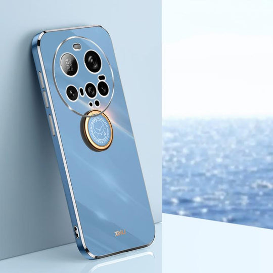 For Xiaomi 15 Ultra XINLI Straight Edge 6D Electroplate TPU Phone Case with Ring Holder(Celestial Blue)