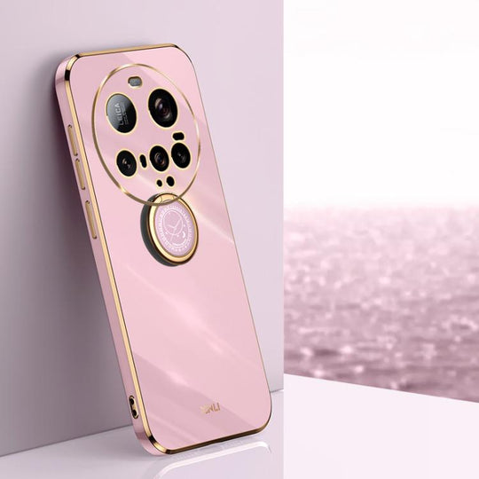 For Xiaomi 15 Ultra XINLI Straight Edge 6D Electroplate TPU Phone Case with Ring Holder(Cherry Purple)