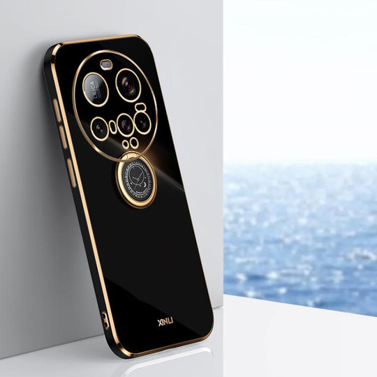 For Xiaomi 15 Ultra XINLI Straight Edge 6D Electroplate TPU Phone Case with Ring Holder(Black)