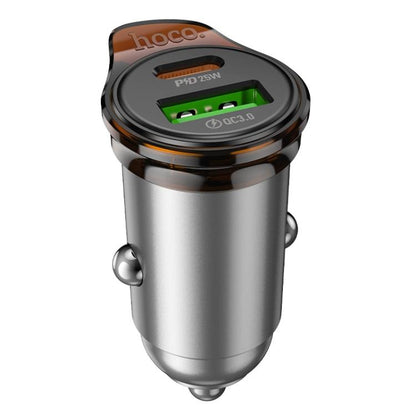 hoco NZ16A Rigorous PD25W and QC3.0 Dual Port Car Charger(Grey) - Car Charger by hoco | Online Shopping UK | buy2fix