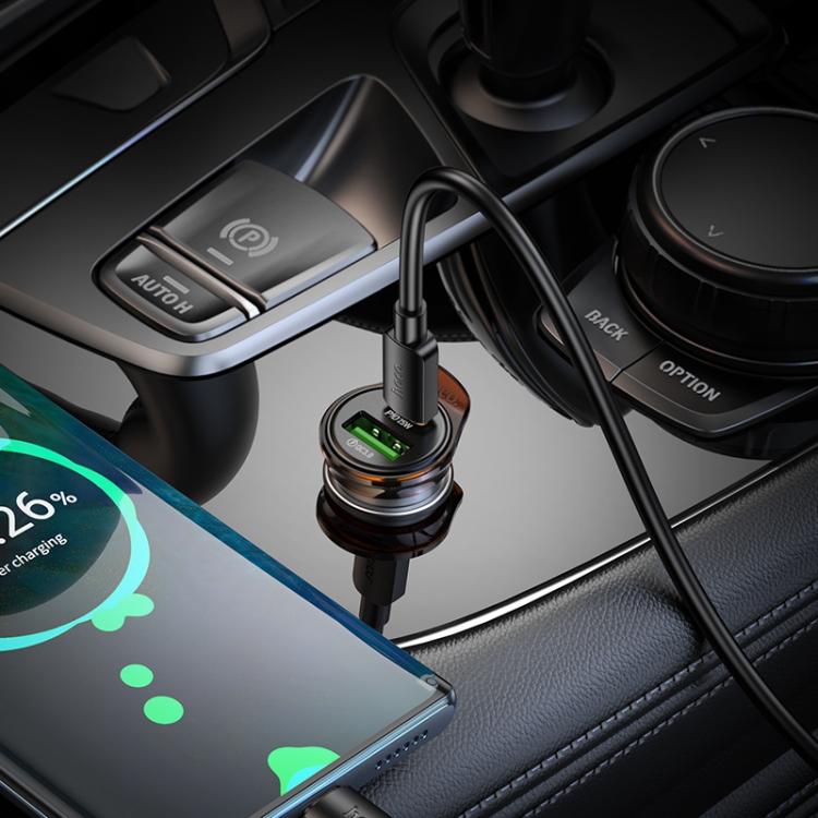 hoco NZ16A Rigorous PD25W and QC3.0 Dual Port Car Charger(Grey) - Car Charger by hoco | Online Shopping UK | buy2fix