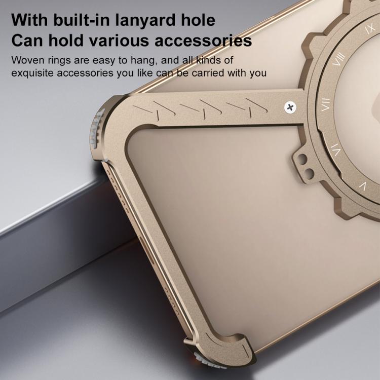 For iPhone 15 Pro Z-shaped Frameless Metal 360 Holder MagSafe Phone Case(Desert Gold) - iPhone 15 Pro Cases by buy2fix | Online Shopping UK | buy2fix