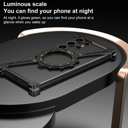 For Samsung Galaxy S23 Ultra 5G Z-shaped Frameless Metal 360 Holder MagSafe Phone Case(Black) - Galaxy S23 Ultra 5G Cases by buy2fix | Online Shopping UK | buy2fix