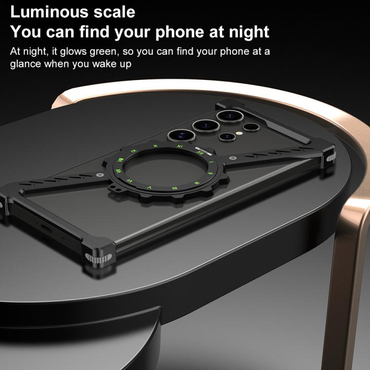 For Samsung Galaxy S24 Ultra 5G Z-shaped Frameless Metal 360 Holder MagSafe Phone Case(Black) - Galaxy S24 Ultra 5G Cases by buy2fix | Online Shopping UK | buy2fix