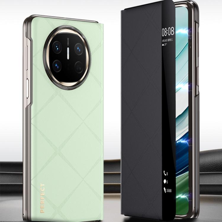 For Huawei Mate X6 Plain Leather Embossed MagSafe Magnetic Phone Leather Case(Green) - Huawei Cases by buy2fix | Online Shopping UK | buy2fix