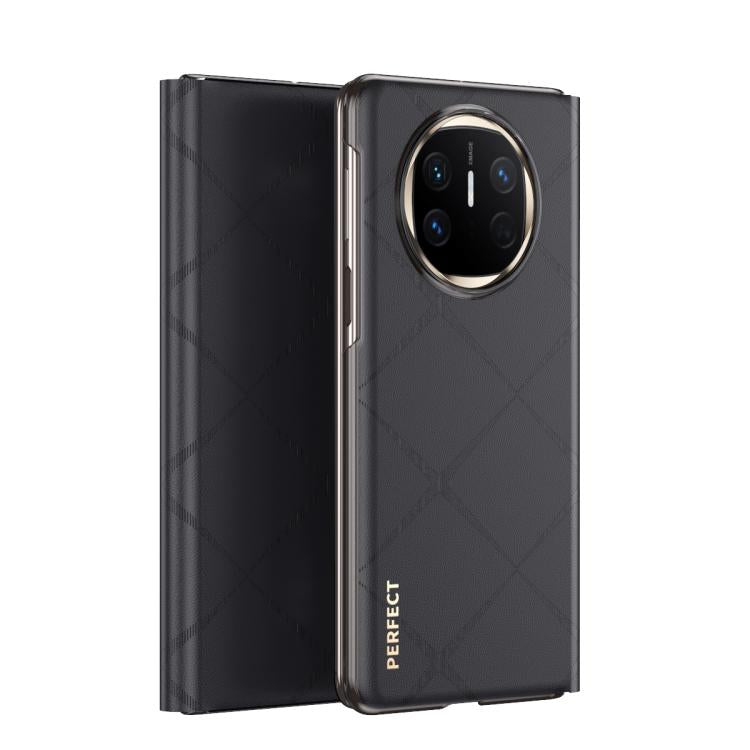 For Huawei Mate X6 Plain Leather Embossed MagSafe Magnetic Phone Leather Case(Black) - Huawei Cases by buy2fix | Online Shopping UK | buy2fix