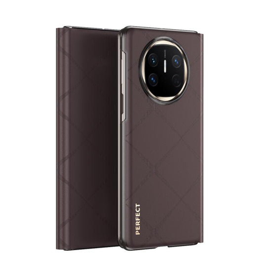 For Huawei Mate X6 Plain Leather Embossed MagSafe Magnetic Phone Leather Case(Coffee) - Huawei Cases by buy2fix | Online Shopping UK | buy2fix