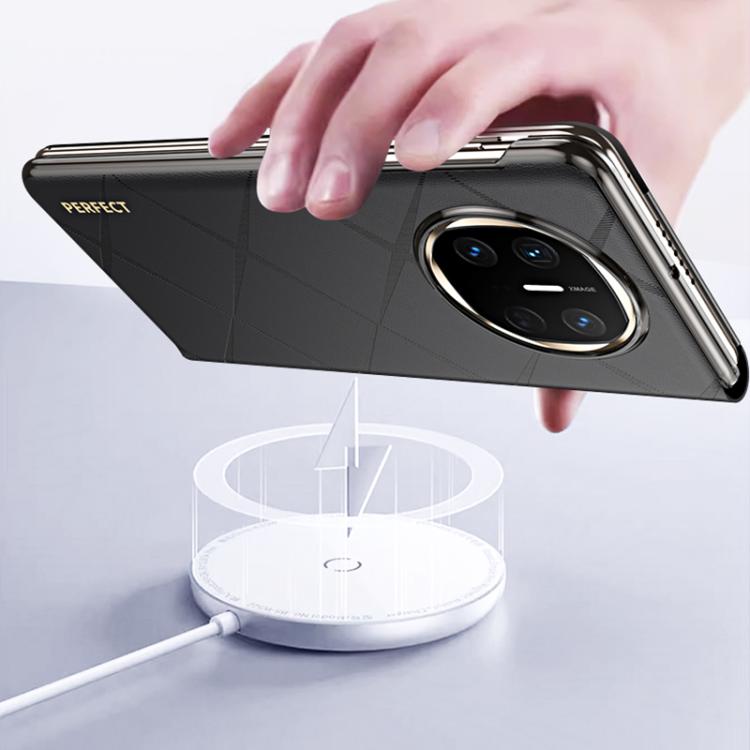 For Huawei Mate X5 Plain Leather Embossed MagSafe Magnetic Phone Leather Case(Green) - Huawei Cases by buy2fix | Online Shopping UK | buy2fix