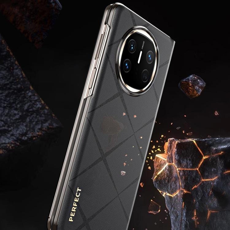 For Huawei Mate X5 Plain Leather Embossed MagSafe Magnetic Phone Leather Case(White) - Huawei Cases by buy2fix | Online Shopping UK | buy2fix