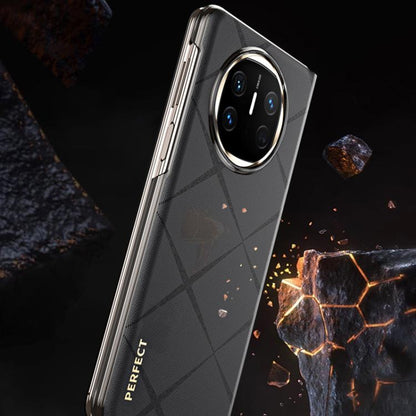 For Huawei Mate X5 Plain Leather Embossed MagSafe Magnetic Phone Leather Case(White) - Huawei Cases by buy2fix | Online Shopping UK | buy2fix