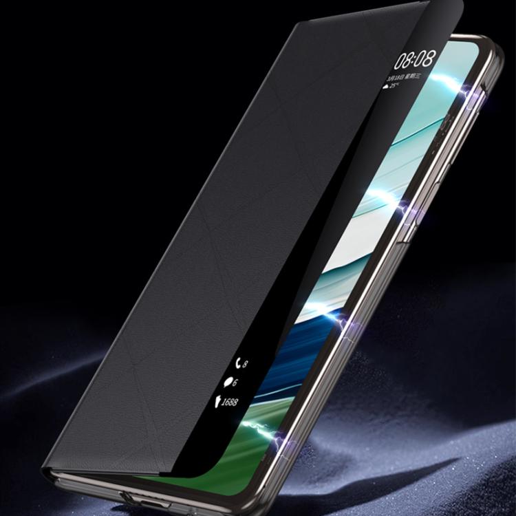 For Huawei Mate X3 Plain Leather Embossed MagSafe Magnetic Phone Leather Case(Coffee) - Huawei Cases by buy2fix | Online Shopping UK | buy2fix