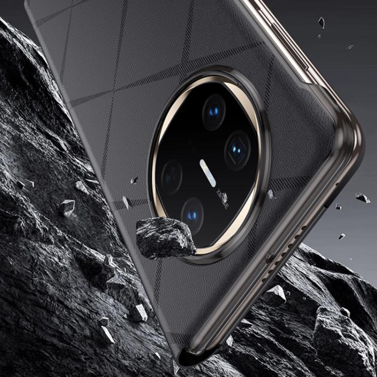 For Huawei Mate X3 Plain Leather Embossed MagSafe Magnetic Phone Leather Case(Coffee) - Huawei Cases by buy2fix | Online Shopping UK | buy2fix