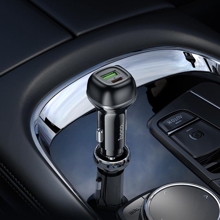 hoco Z58A Rank Dual Port PD30W and QC3.0 Car Charger Set with Type-C to 8 Pin Cable(Black) - Car Charger by hoco | Online Shopping UK | buy2fix
